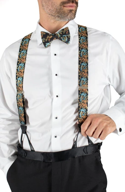 Shop Trafalgar Birds Of Paradise Floral Silk Suspenders In Black