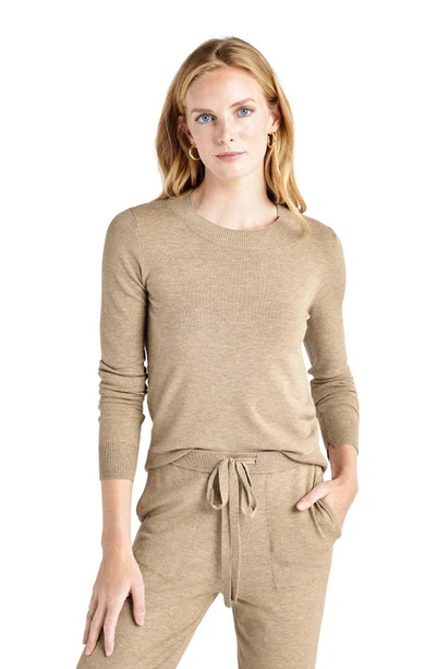 Splendid Jeanne Crewneck Sweater In Heather Camel