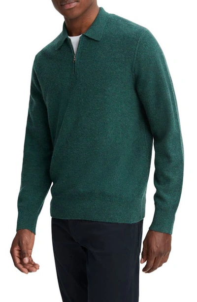 Shop Vince Quarter Zip Boiled Cashmere Sweater In Light Deep Teal
