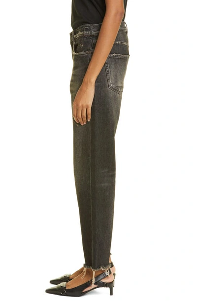 R13 Distressed Fray Hem Stretch Boyfriend Jeans In Abbey Black
