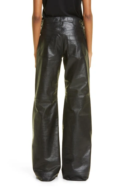 Shop R13 Janet Relaxed Flare Leather Pants In Shiny Black
