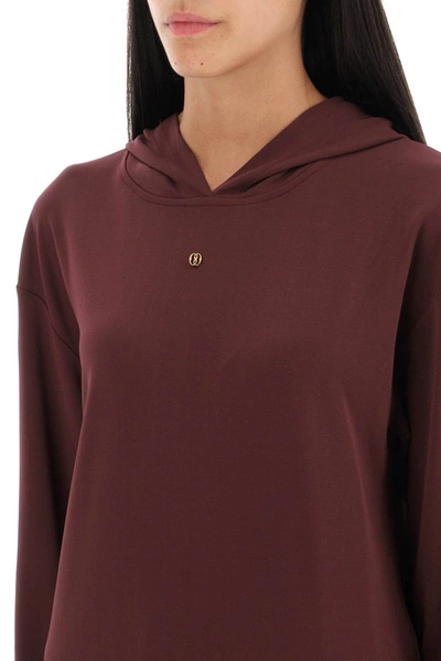 Shop Bally Jersey Hoodie With  Emblem In Purple