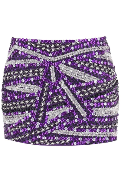 Shop Des Phemmes Miniskirt With Appliques In Purple