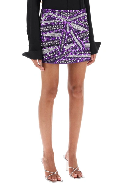 Shop Des Phemmes Miniskirt With Appliques In Purple