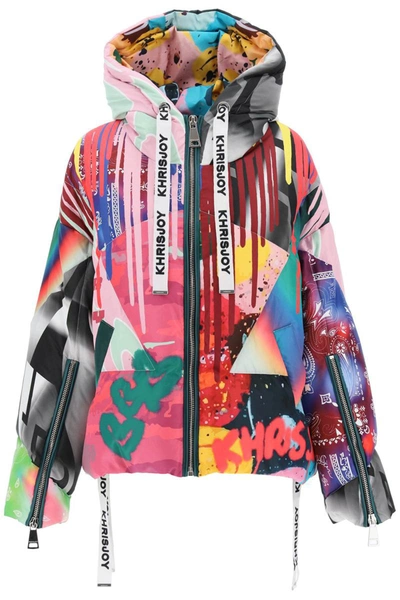 Shop Khrisjoy Khris Iconic Padded Jacket With Graffiti Print In Multicolor