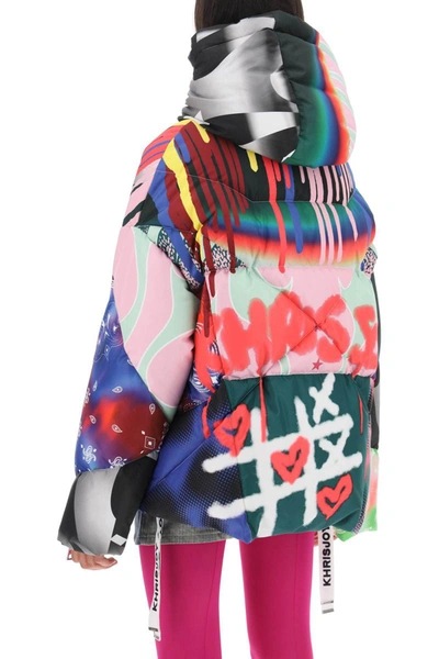Shop Khrisjoy Khris Iconic Padded Jacket With Graffiti Print In Multicolor