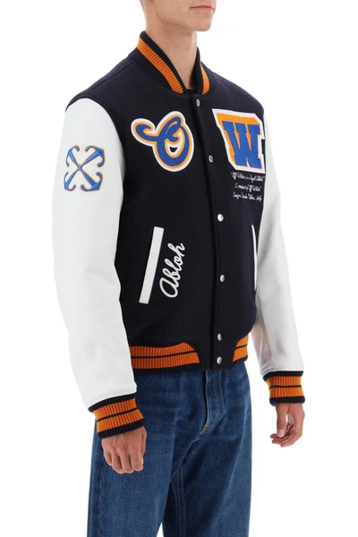Shop Off-white Hold The Moon Varsity Bomber Jacket In Multicolor