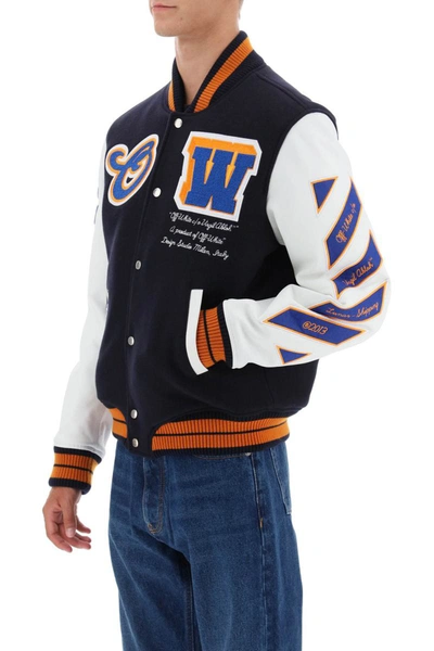 Shop Off-white Hold The Moon Varsity Bomber Jacket In Multicolor