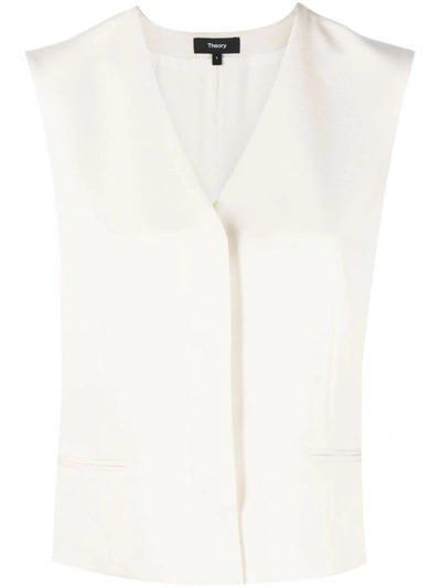 Shop Theory V-neck Crep Waistcoat In Beige