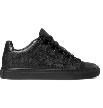Balenciaga Arena Full-grain Leather Sneakers In Black