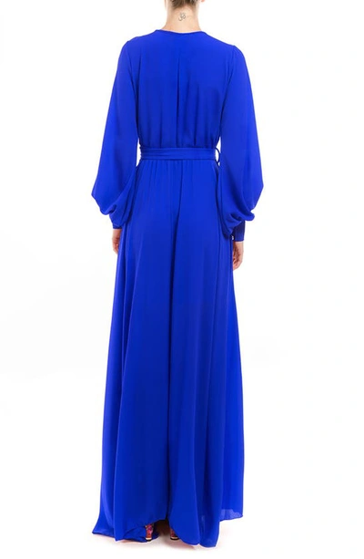 Shop Meghan La Long Sleeve Slit Maxi Dress In Royal