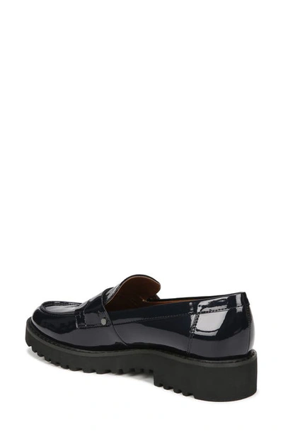 Franco Sarto Cassandra Patent Lug Sole Penny Loafer In Navy