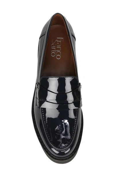 Franco Sarto Cassandra Patent Lug Sole Penny Loafer In Navy