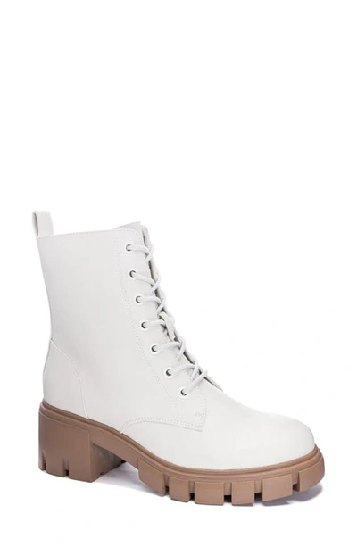 Shop Dirty Laundry Newz Combat Boot In White Smooth