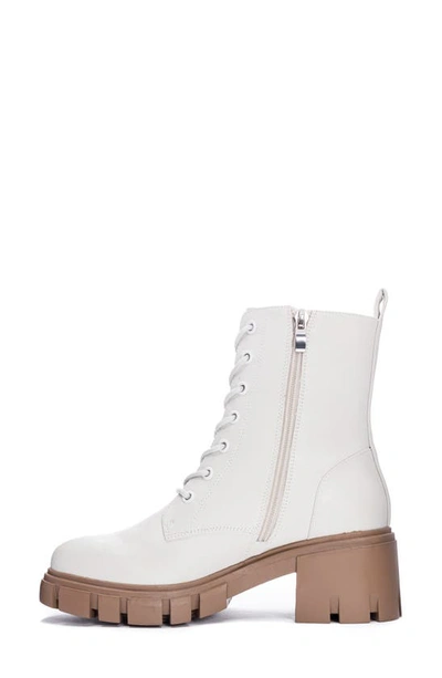 Shop Dirty Laundry Newz Combat Boot In White Smooth