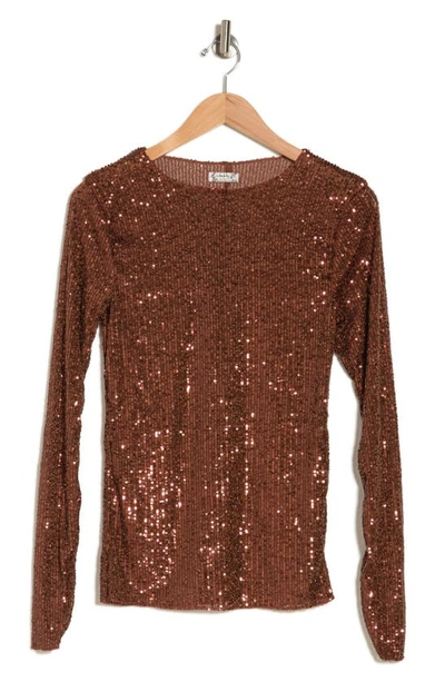 Shop Free People Gold Rush Sequin Top In Chocolate