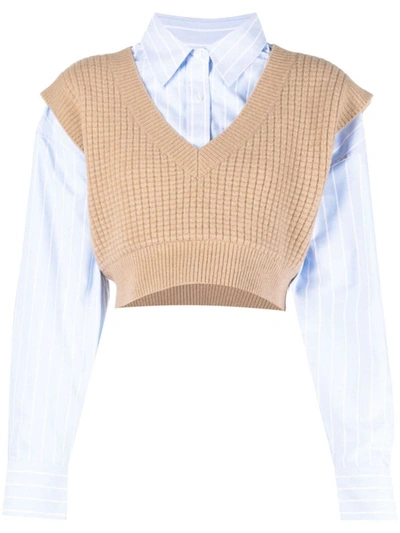Shop Alexander Wang Layered Knitted Vest In Camel