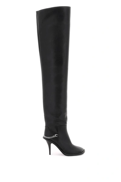 Shop Stella Mccartney Ryder Cuissard Boots With Stiletto Heel In Black