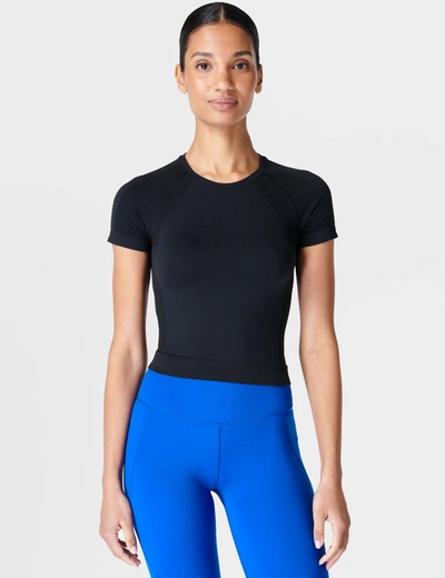Shop Sweaty Betty Athlete Crop Seamless Gym T-shirt In Black
