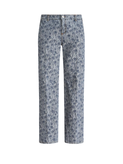 Shop Etro Baggy Jacquard Jeans In Navy Blue