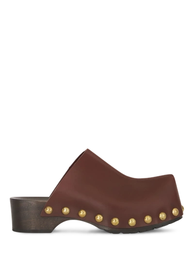 Shop Etro Leather Clogs In Brown