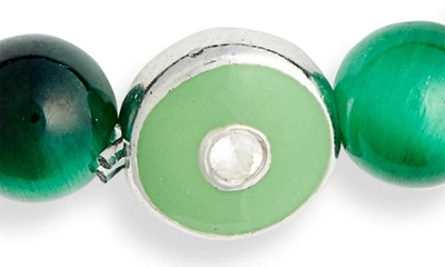 Anzie Jac + Jo Soul Green Tiger's-eye Beaded Stretch Bracelet In Green