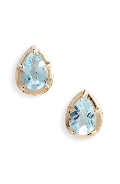 Shop Anzie Mélia Pear Stud Earrings In Blue