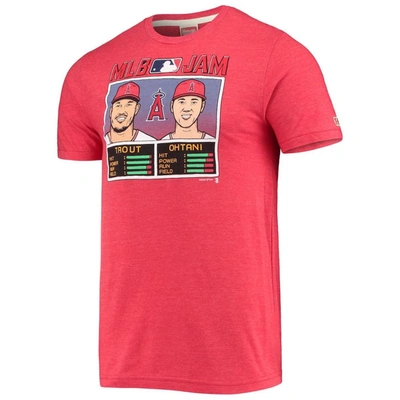 Shop Homage Shohei Ohtani & Mike Trout Heathered Red Los Angeles Angels Mlb Jam Player Tri-blend T-shirt In Heather Red