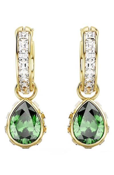 Shop Swarovski Stilla Crystal Hoop Drop Earrings In Green