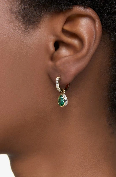 Shop Swarovski Stilla Crystal Hoop Drop Earrings In Green