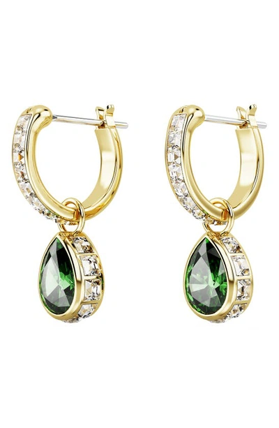 Swarovski Stilla Gold-tone Mix-cut Crystal Hoop Earrings In Green