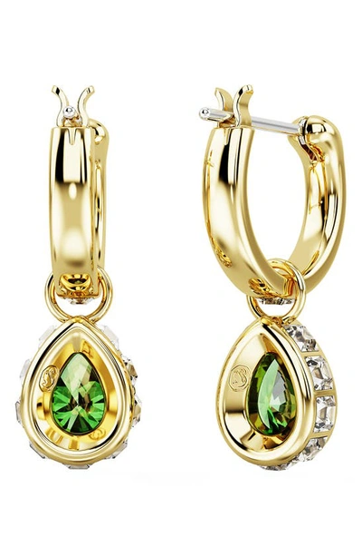 Swarovski Stilla Gold-tone Mix-cut Crystal Hoop Earrings In Green
