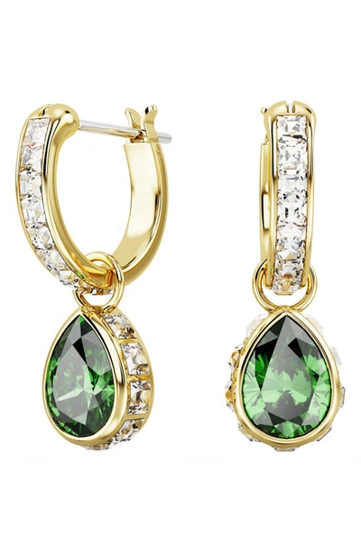 Swarovski Stilla Gold-tone Mix-cut Crystal Hoop Earrings In Green