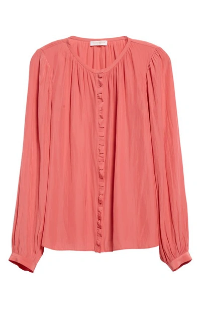 Shop Ramy Brook Maria Frill Blouse In Poppy Pink