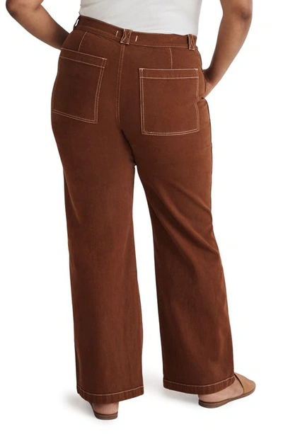 Shop Madewell Emmet 2.0 High Waist Wide Leg Stretch Cotton Pants In Clifftop Brown