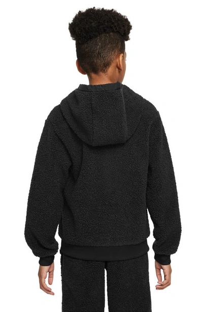 Shop Nike Kids' Sportswear Club Texured Fleece Zip-up Hoodie In Black/ Black/ White
