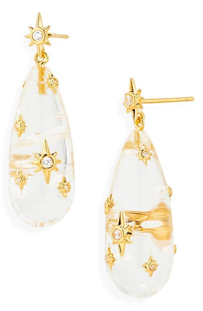 Shop Zimmermann Crystal Drop Earrings In Gold/ Transparent Quartz