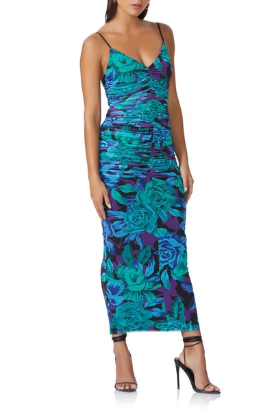 Shop Afrm Lupita Floral Ruched Body-con Dress In Garden Bloom Violet