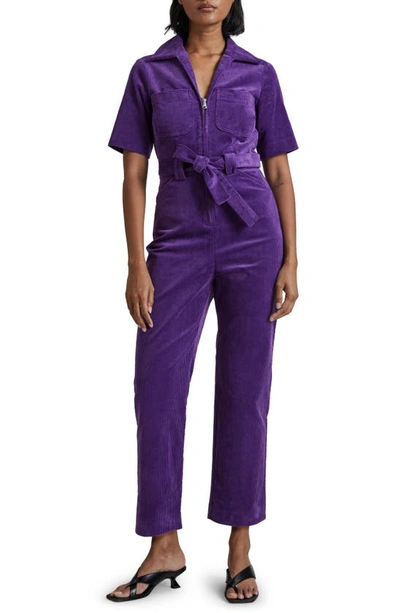 & Other Stories Zip Front Corduroy Jumpsuit In Purple