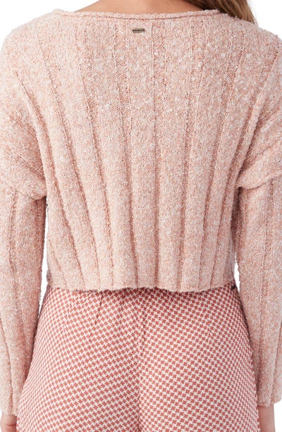Shop O'neill Dellian Mélange Roll Neck Crop Sweater In Pink Sand