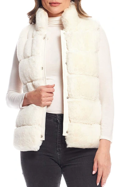 Shop Donna Salyers Fabulous-furs Posh Faux Fur Puffer Vest In Ivory