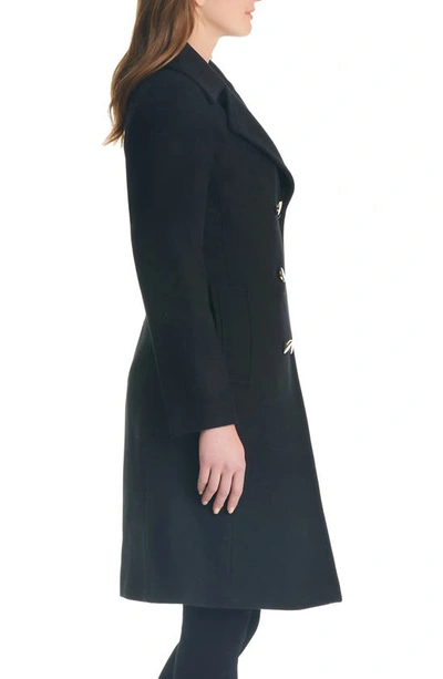 Shop Kate Spade Double Breasted Wool Blend Coat In Black