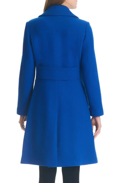 Shop Kate Spade Double Breasted Wool Blend Coat In Stained Glass Blue