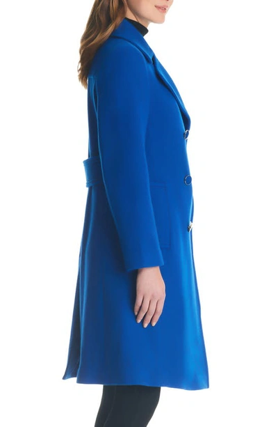 Shop Kate Spade Double Breasted Wool Blend Coat In Stained Glass Blue