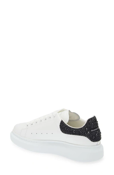Shop Alexander Mcqueen Oversized Crystal Embellished Sneaker In White/ Black