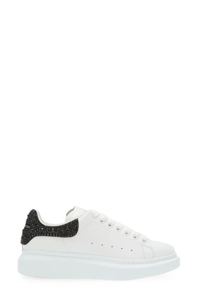 Shop Alexander Mcqueen Oversized Crystal Embellished Sneaker In White/ Black