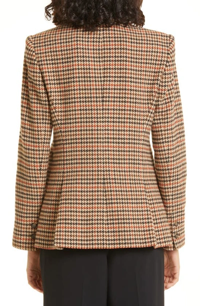Shop L Agence Chamberlain Houndstooth Cotton Blazer In Brown Multi Houndstooth