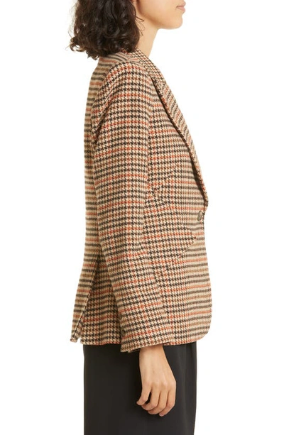 Shop L Agence Chamberlain Houndstooth Cotton Blazer In Brown Multi Houndstooth