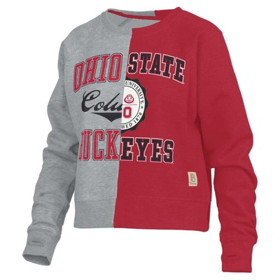 Shop Pressbox Heather Gray Ohio State Buckeyes Half And Half Raglan Pullover Sweatshirt