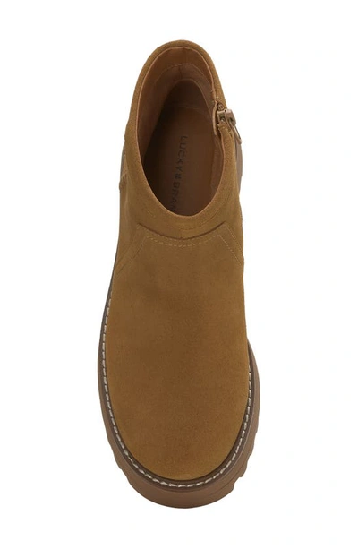 Lucky Brand Chameli Platform Bootie In Rich Saddle Wpsude